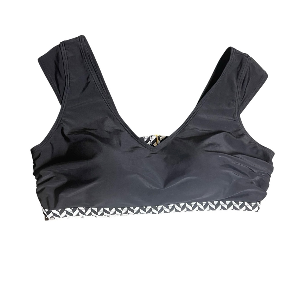 Swimsuits For All Black Swim Top with Geometric Pattern